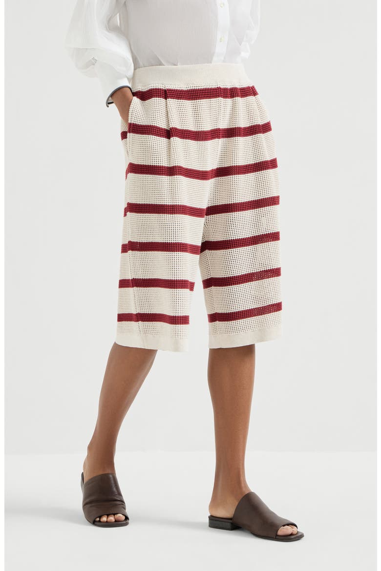 Cotton net knit Bermuda shorts, Main, color, Bordeaux