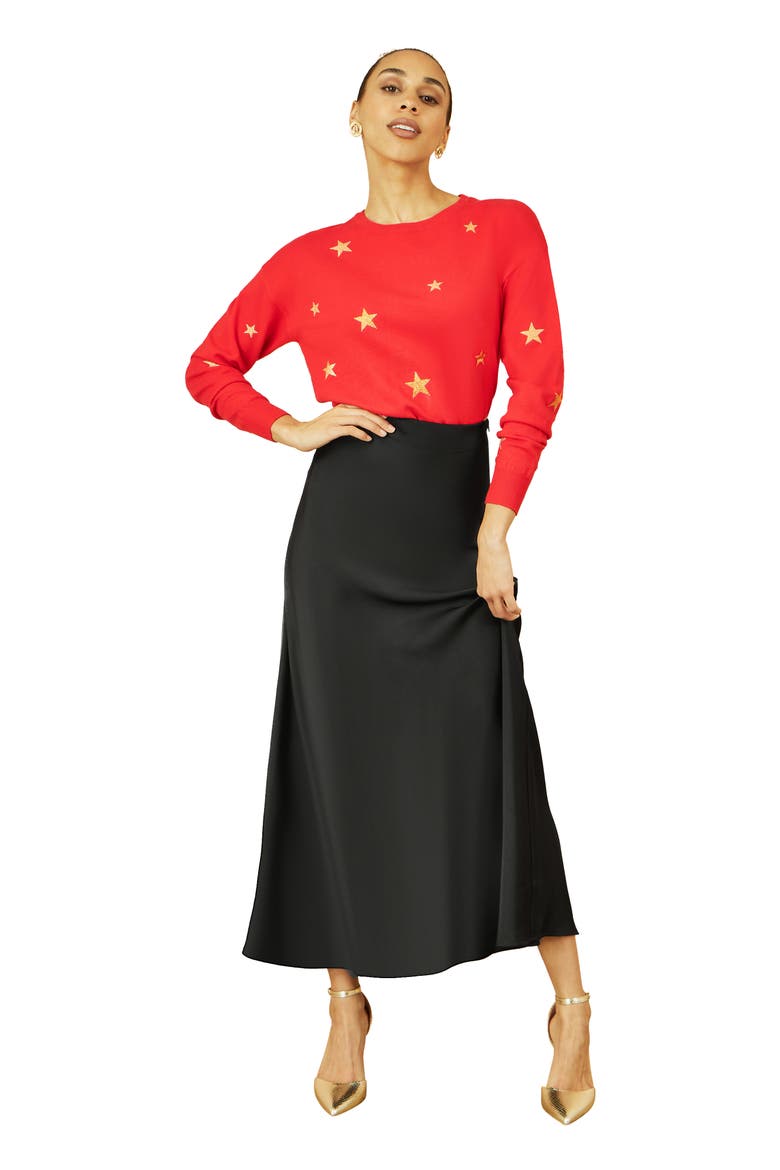 Smart Satin Midi Skirt, Main, color, Black