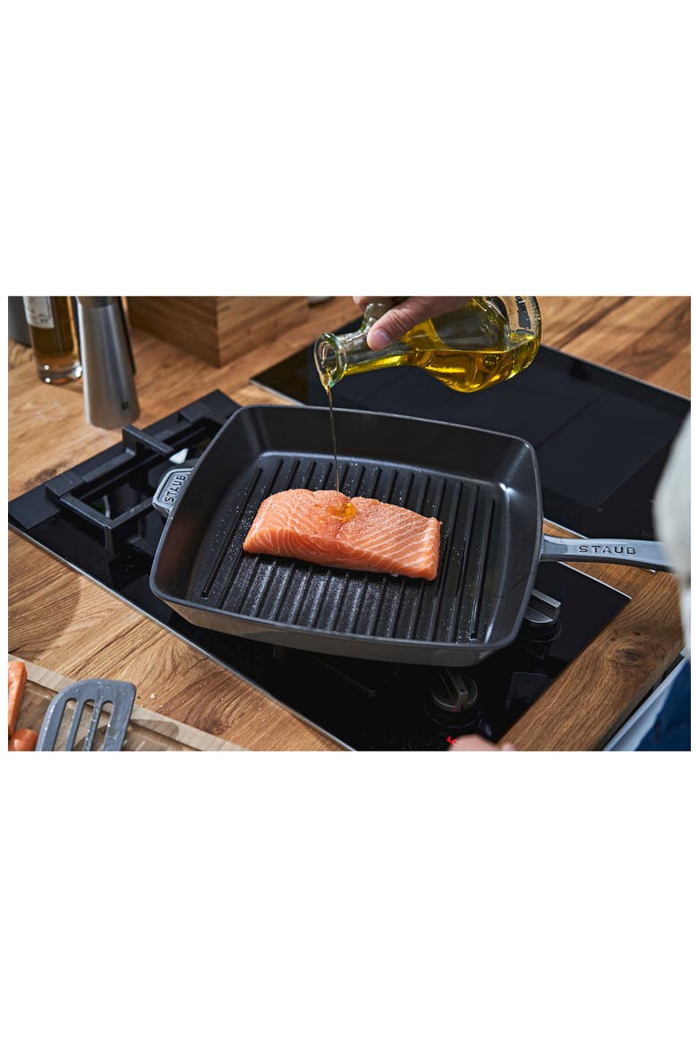 12-Inch Enameled Cast Iron Square Grill Pan, Alternate, color, GRAPHITE