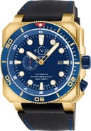 GEVRIL XO Submarine Swiss Automatic Leather Strap Watch, 48mm