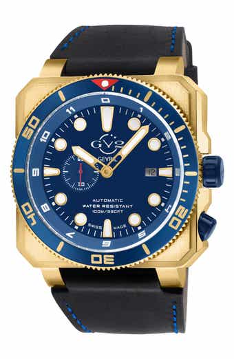 XO Submarine Swiss Automatic Leather Strap Watch, 48mm