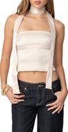 EDIKTED Satin Tube Top & Scarf Set