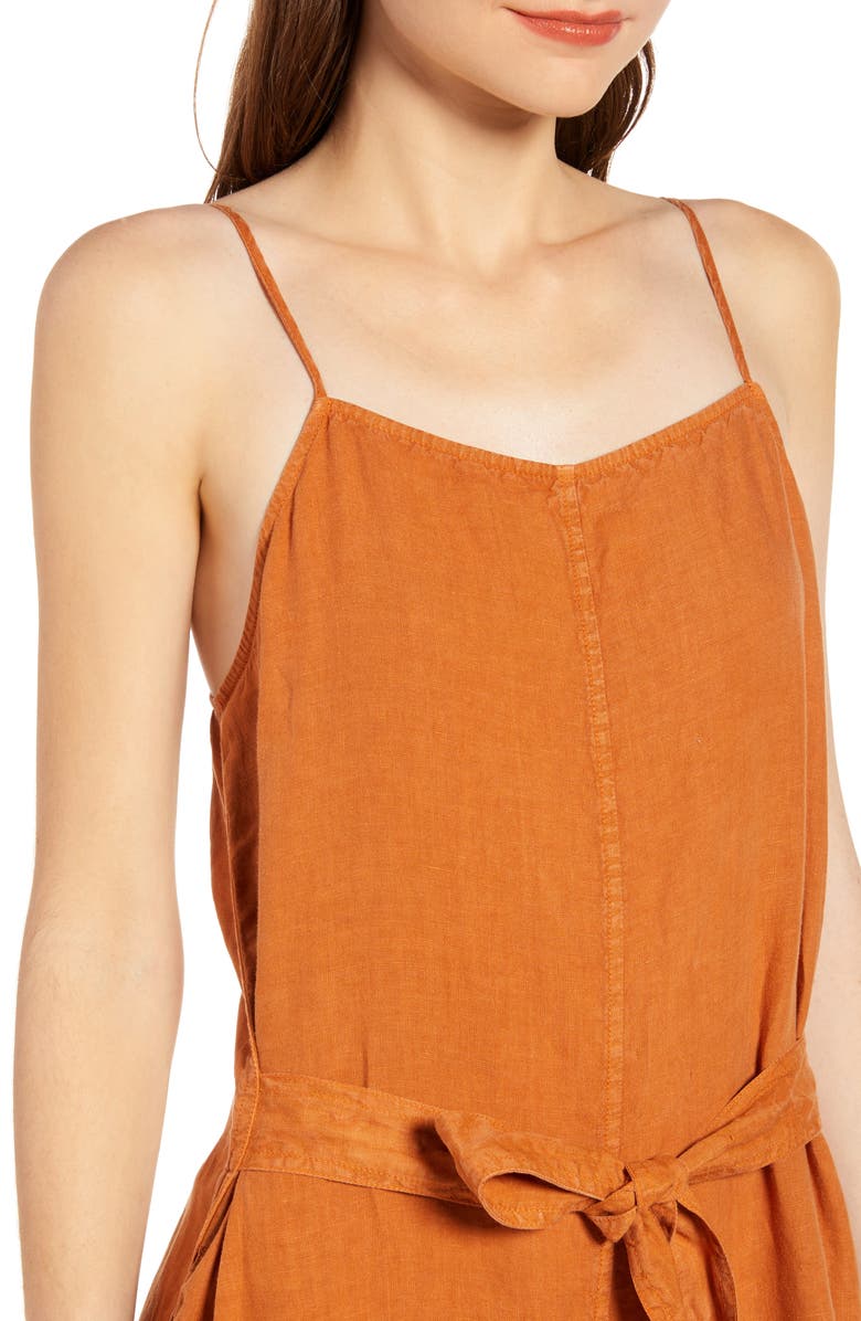 Lou & Grey Tie Waist Linen Jumpsuit, Alternate, color, 