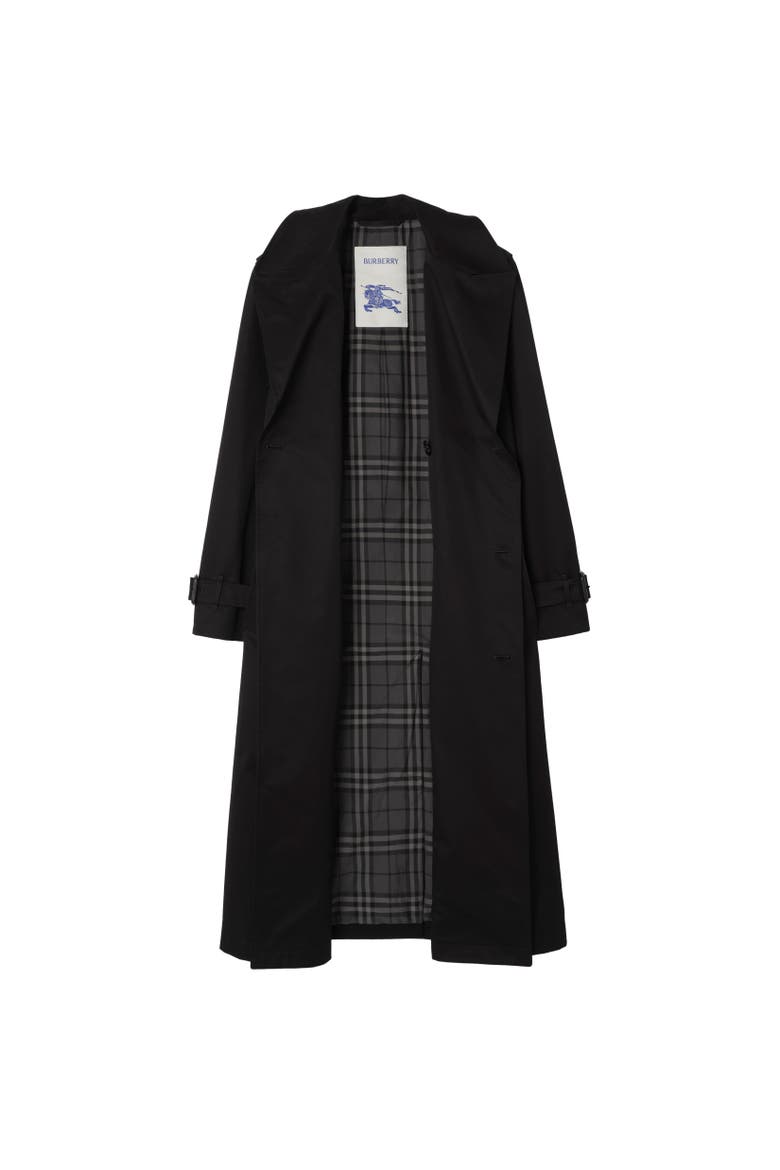 Long Gabardine Hoxton Trench Coat, Alternate, color, Black