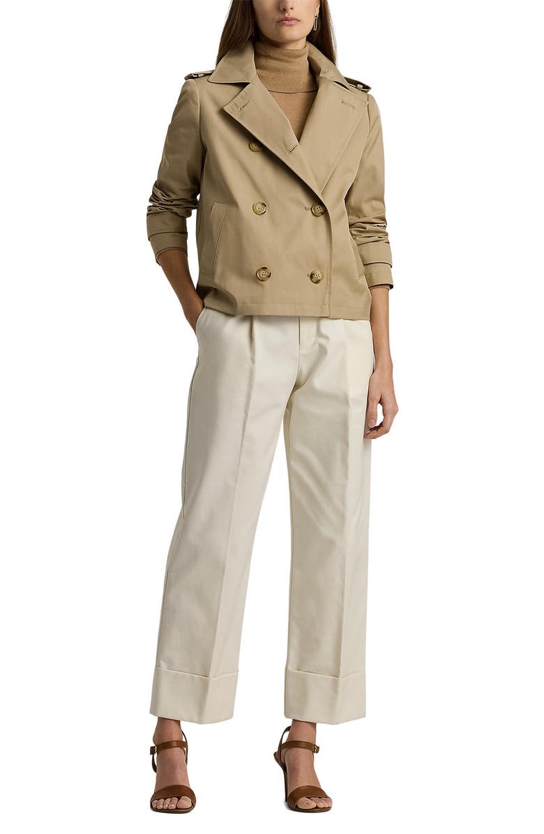 Short Cotton Blend Trench Coat