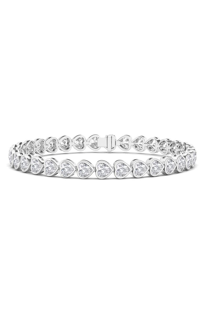 HauteCarat Bezel Heart Lab Created Diamond Bangle, Main, color, 18K White Gold