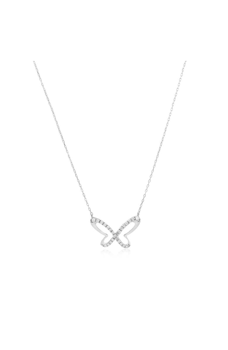 The Lovery Fine Jewelry Large Diamond Butterfly Cutout Necklace, Main, color, White Gold