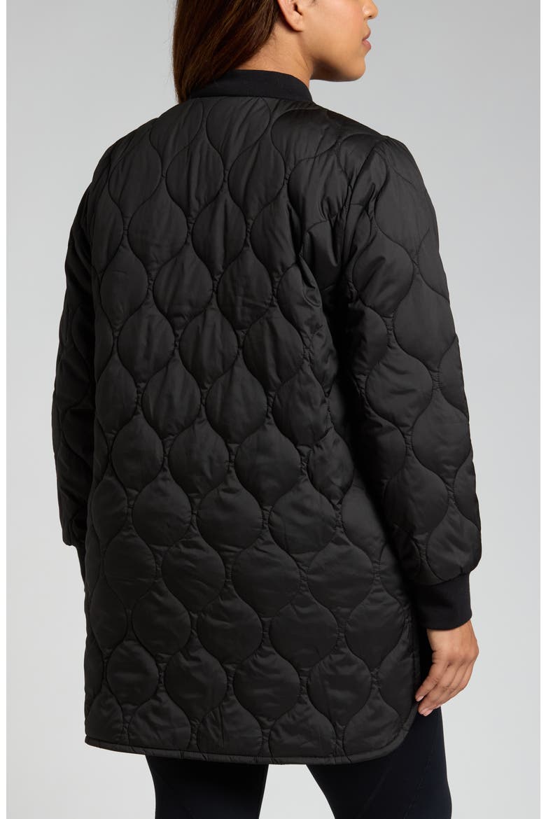 Onion Quilted Longline Bomber Jacket, Alternate, color, BLACK