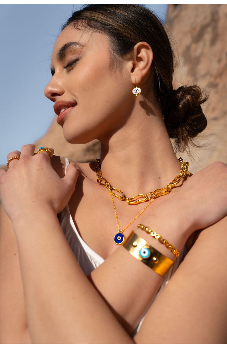 Ottoman Hands Azra Evil Eye Pendant Necklace, Alternate, color, Gold