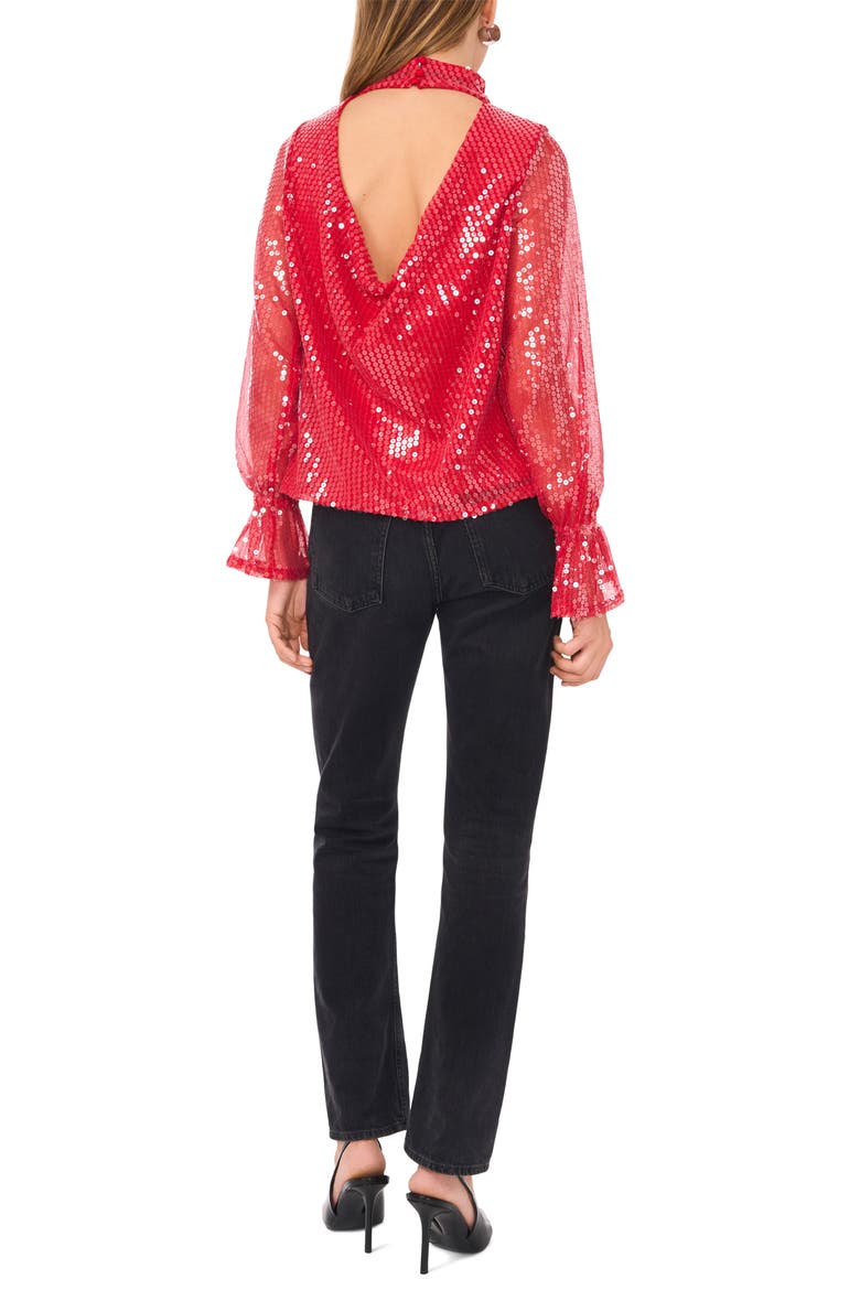 Drape Back Sequin Top, Alternate, color, DEEP ROUGE