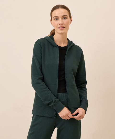 Organic Cotton Brushed Fleece Zip Hoodie