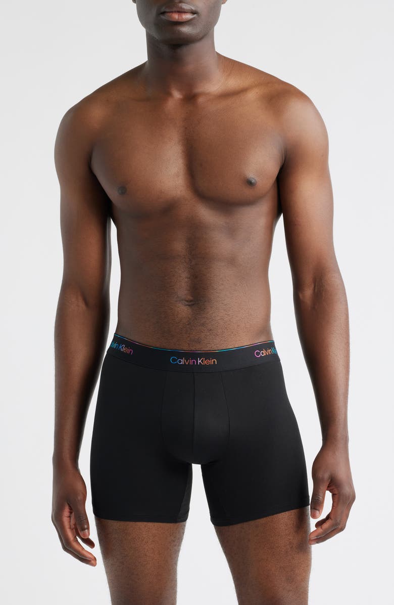 Calvin Klein Pride Performance Microfiber Boxer Briefs, Main, color, Ub1 Black