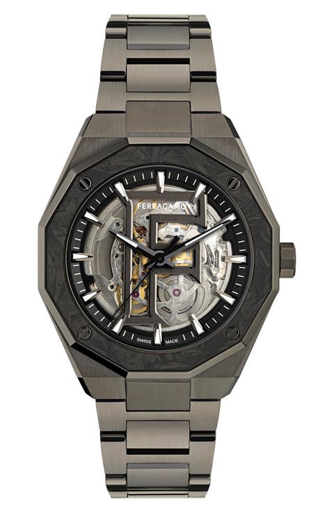 Edge Skeleton Automatic Bracelet Watch, 42mm