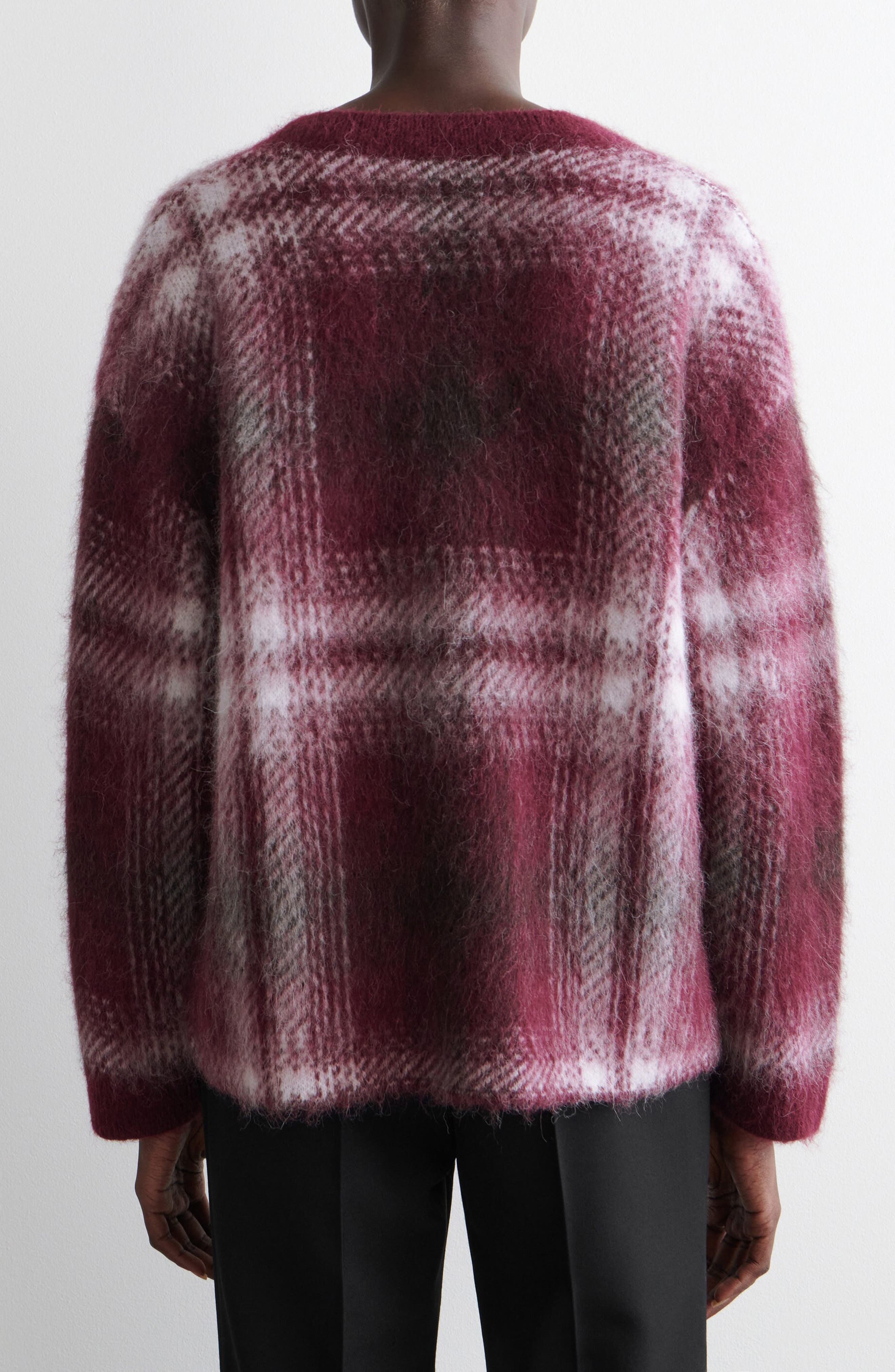 Dorian Check Oversize Alpaca & Wool Blend V-Neck Sweater - image 2