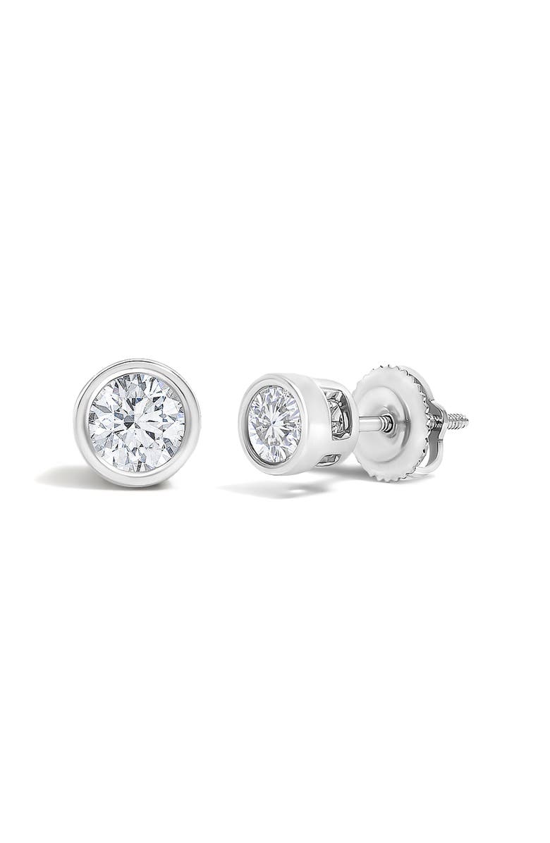 Haus of Brilliance 14K White Gold 1/2 Cttw Lab Grown Diamond Bezel Solitaire Stud Earrings, Alternate, color, White Gold