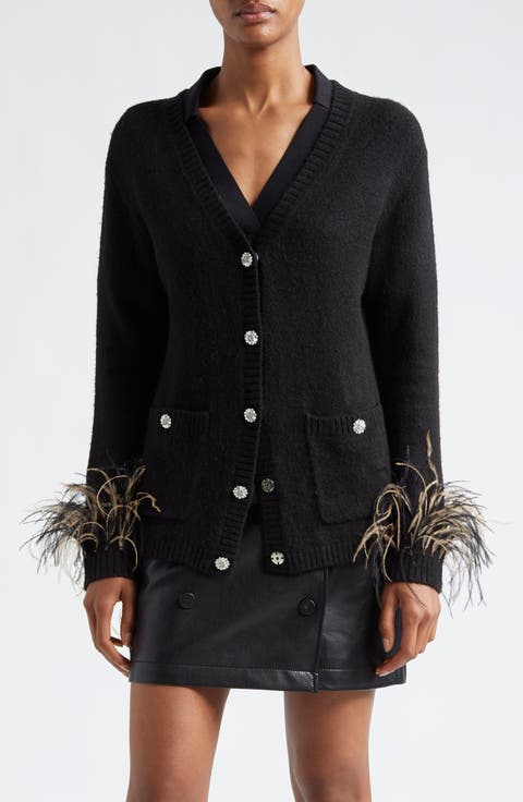 Dreama Marnie Feather Trim Cardigan