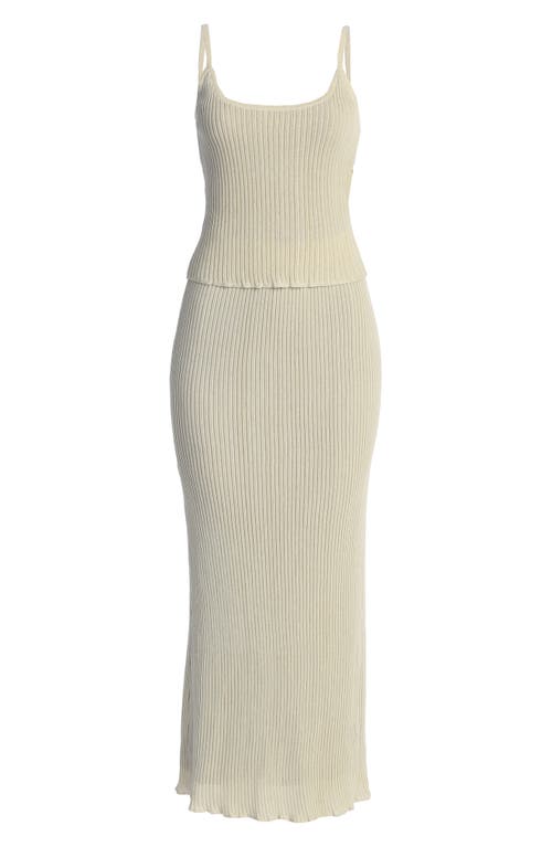 Jluxlabel Serena Metallic Rib Knit Camisole & Skirt Set In Beige