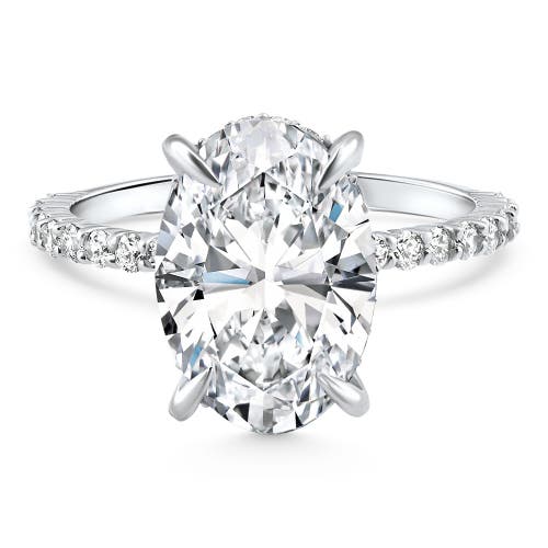 Bliss Diamond Certified 4.55ct Oval Diamond Side Halo Engagement Ring 14k Gold Lab Grown