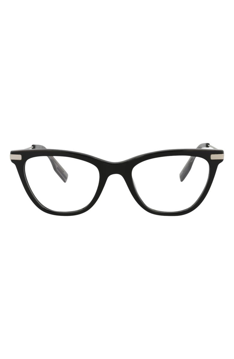 McQueen 47mm Cat Eye Optical Glasses, Main, color, Black Silver Transparent