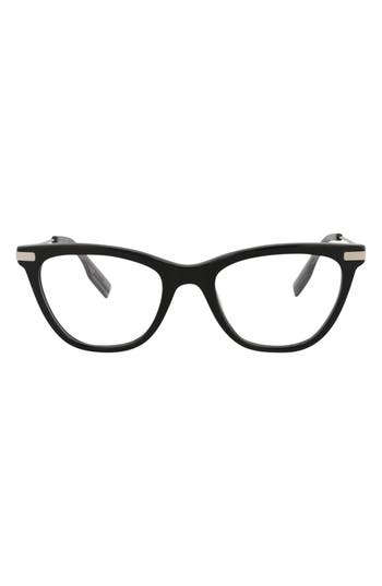 Alexander Mcqueen Mcqueen 47mm Cat Eye Optical Glasses In Black Silver Transparent