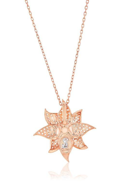 Suzy Levian Rose Pavé Cubic Zirconia Flower Pendant Necklace