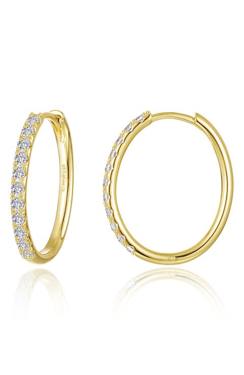 Alina Pavé Simulated Diamond Small Oval Hoop Earrings