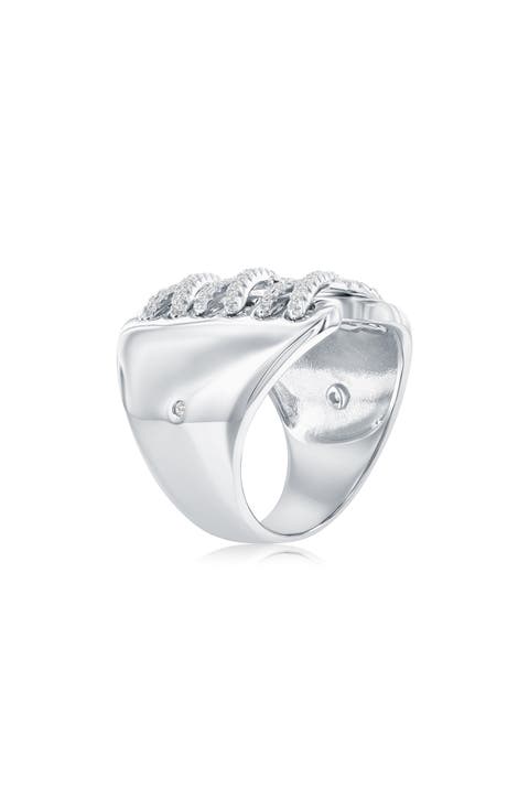 Cubic Zirconia Wide Triple Cross Over Ring