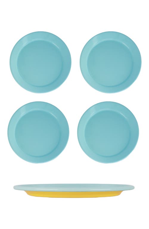 Elifle Two Tone Enamel Dinner Plate - Set of 4 in Mustard & Light Blue  product