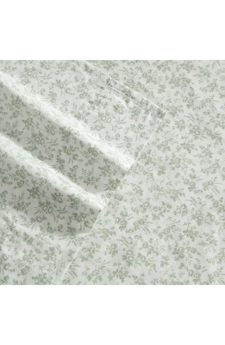 Laura Ashley Floral Toile 300 Thread Count Cotton Sheet Set, Alternate, color, Green Floral Toile
