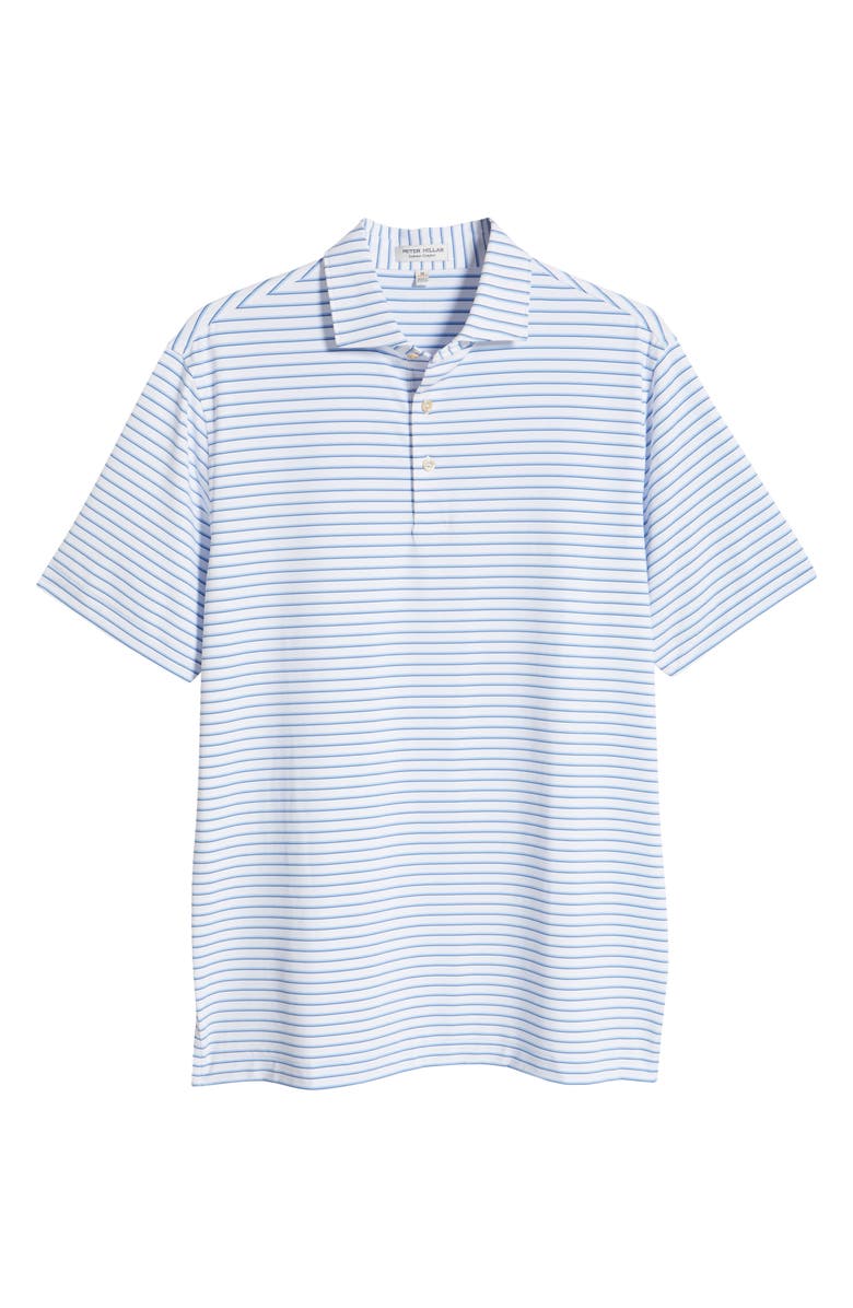 Peter Millar Dunnes Stripe Performance Jersey Polo, Alternate, color, White/ Cottage Blue