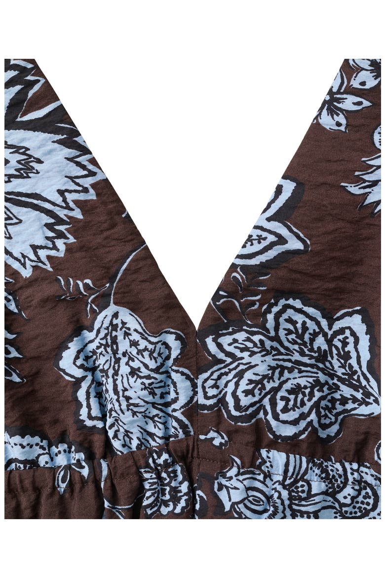 Shirred Floral Sleeveless Dress, Alternate, color, CHOCOLATE