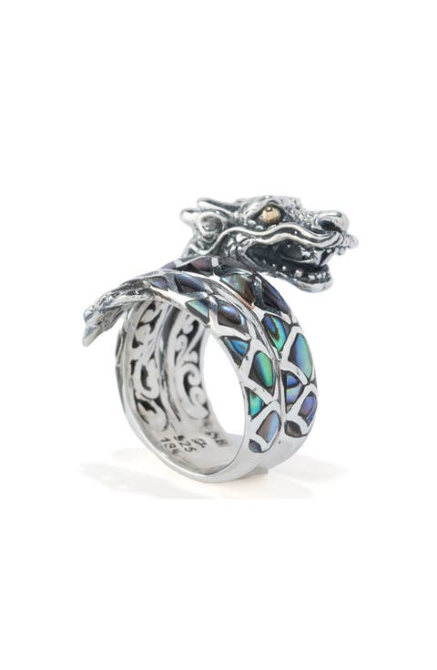 Sterling Silver & 18K Gold Abalone Dragon Wrap Ring