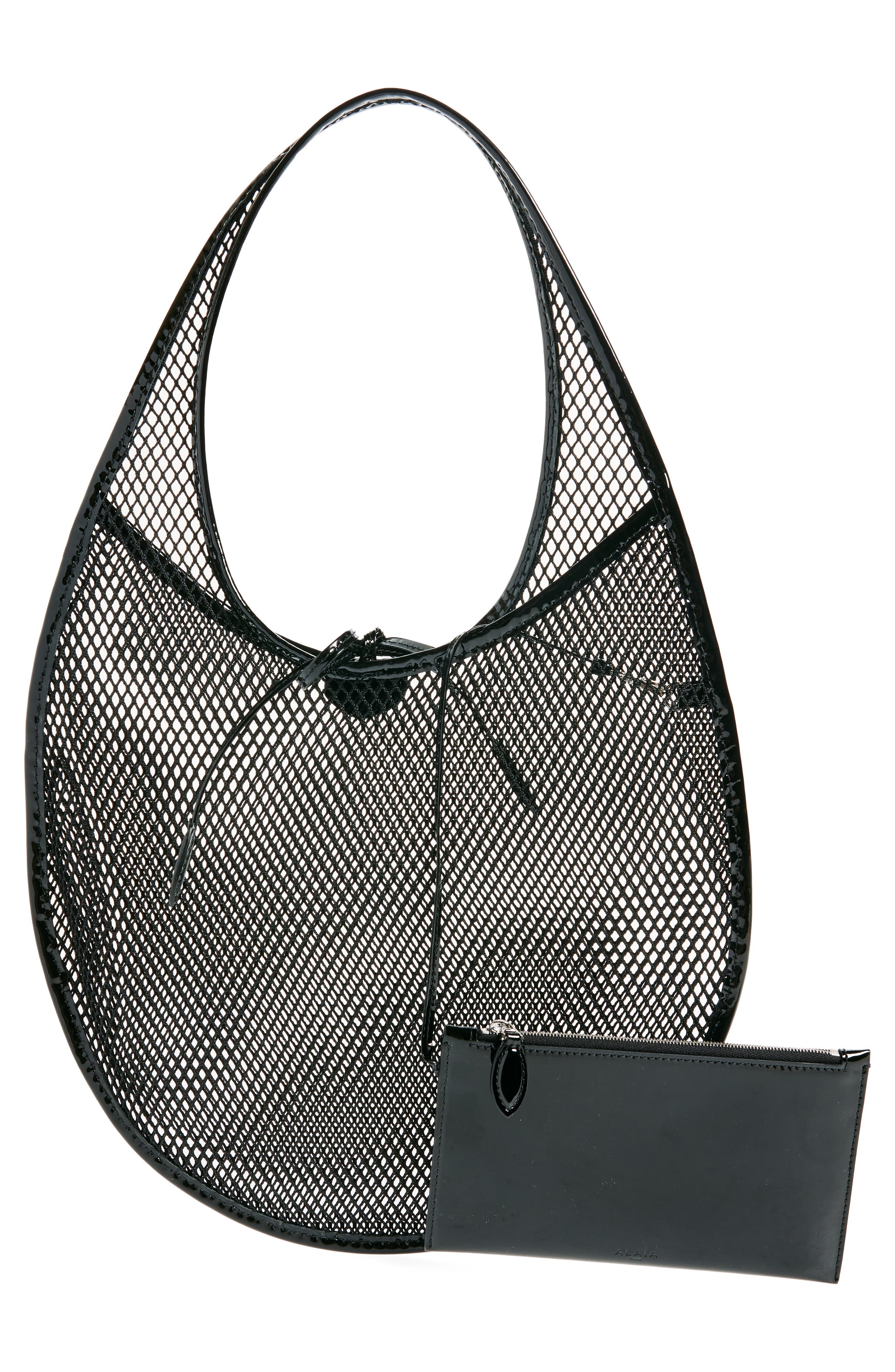 Alaïa Fishnet Shoulder Bag, Alternate, color, 