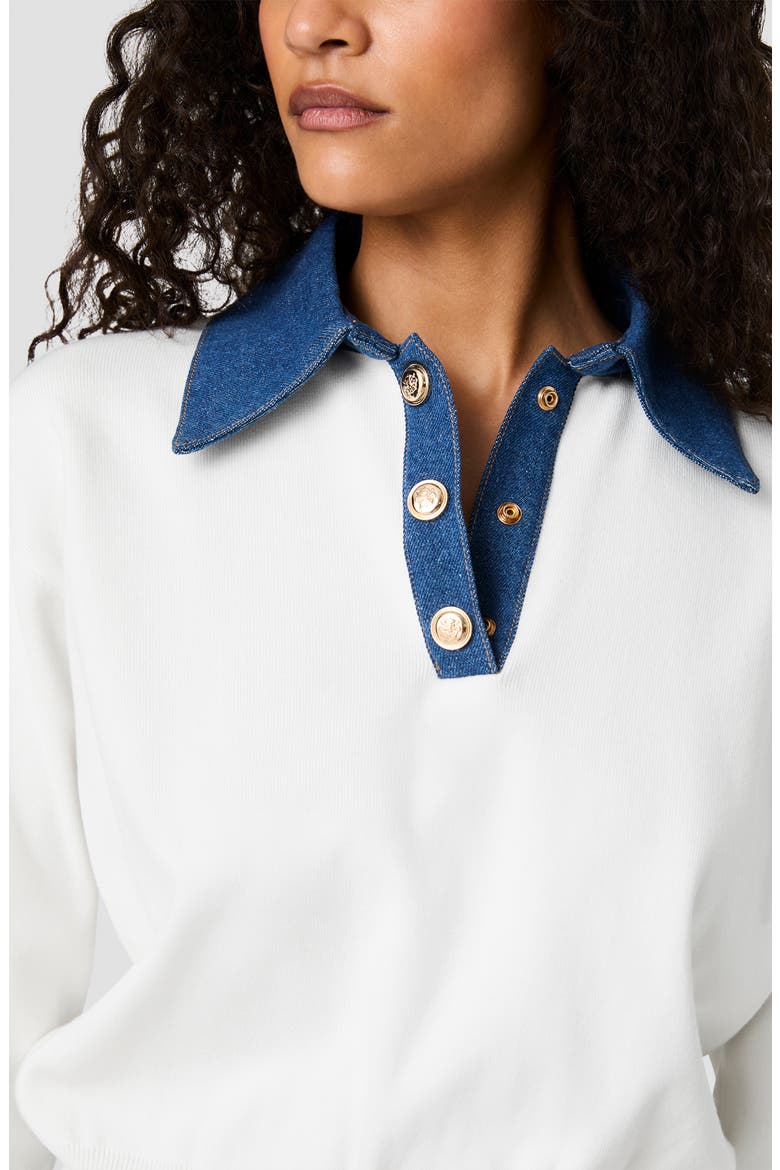Denim Collar Sweater, Alternate, color, PORCELAIN CREAM