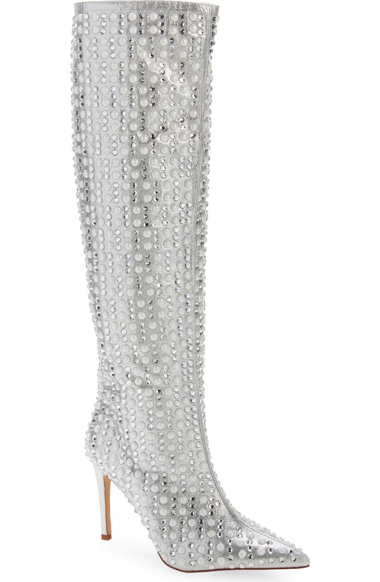 AZALEA WANG Lynlee Knee High Boot, Main, color, Silver