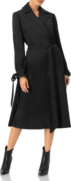 IVONNE Long Sleeve Wrap Midi Dress