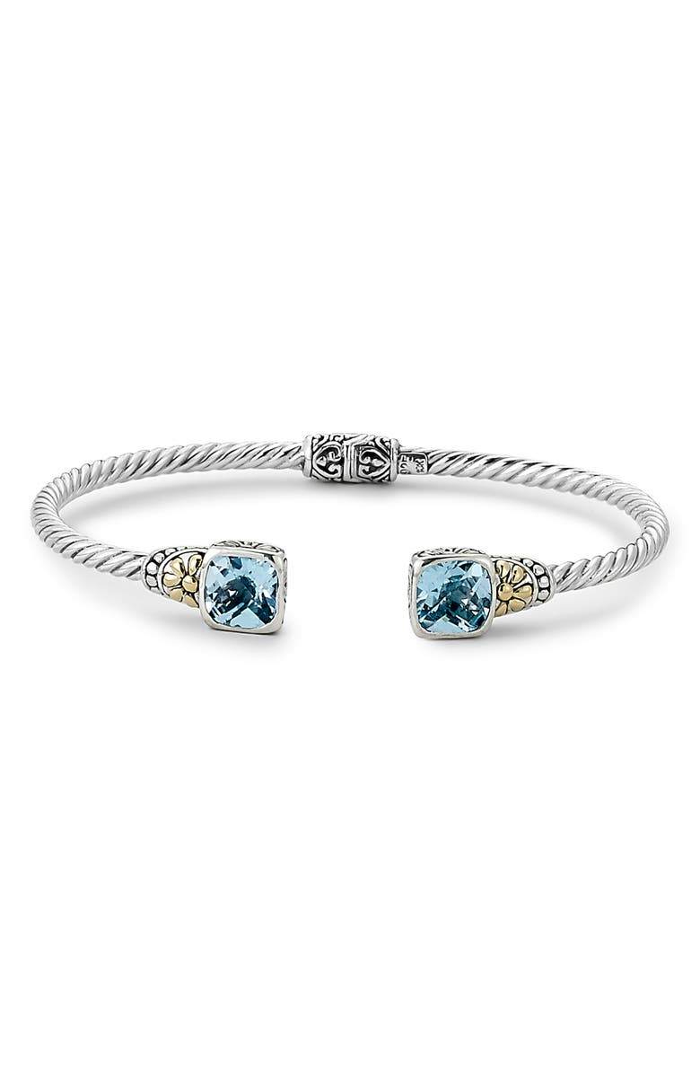 SAMUEL B. Sterling Silver Blue Topaz Twist Cable Bracelet, Main, color, Blue