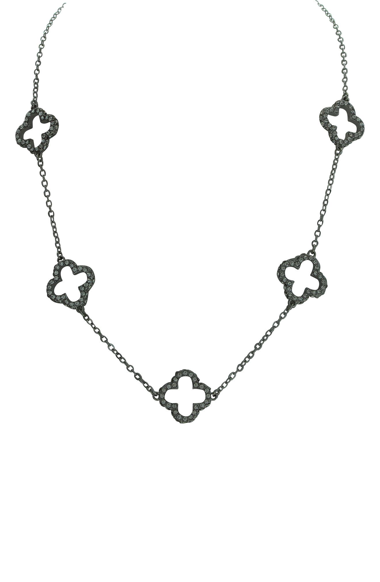 OLIVIA WELLES Pavé CZ Clover Necklace