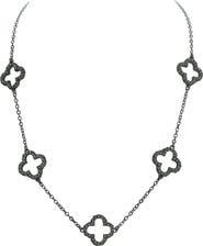 OLIVIA WELLES Pavé CZ Clover Necklace