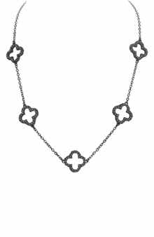 OLIVIA WELLES Pavé CZ Clover Necklace