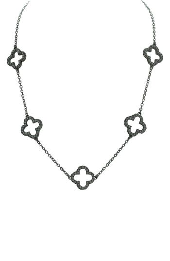 Olivia Welles Pavé Cz Clover Necklace In Black