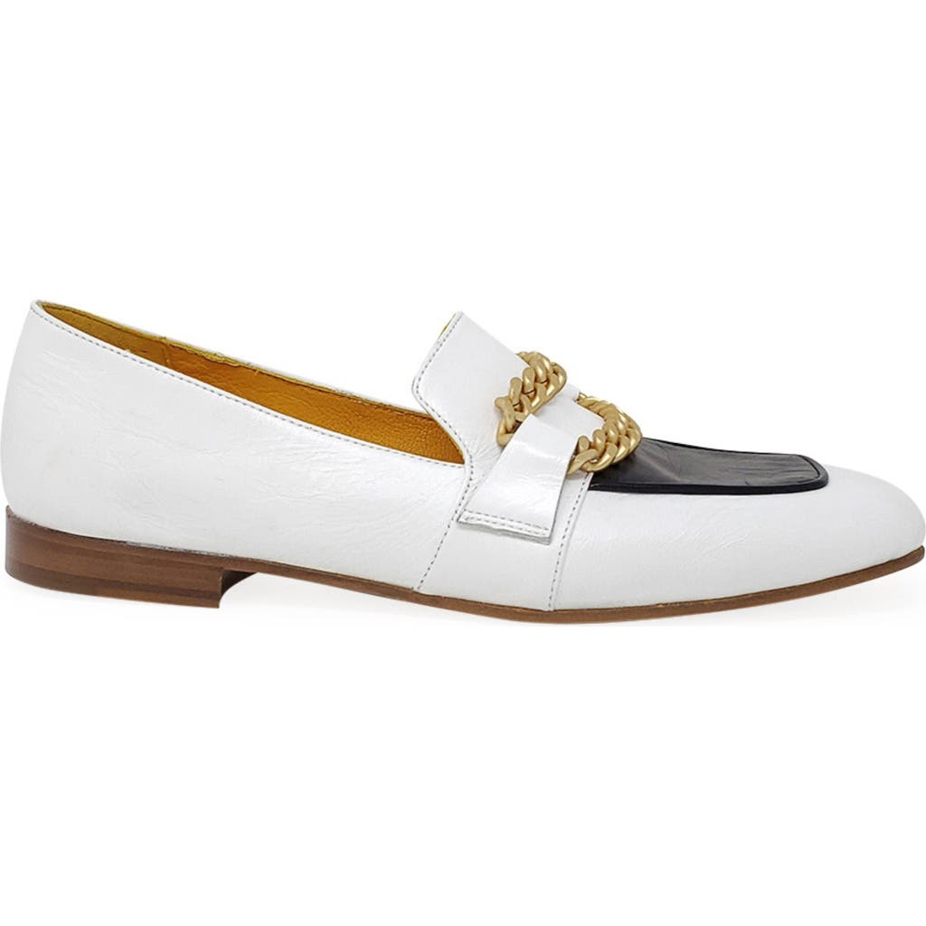 Madison Maison Flat Loafer With Chain in White/black  product