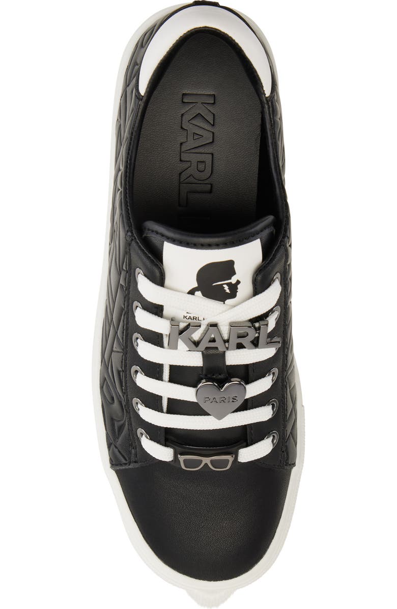 KARL LAGERFELD PARIS Cate Pin Logo Sneaker, Alternate, color, X1w - Bk/Brt Wht