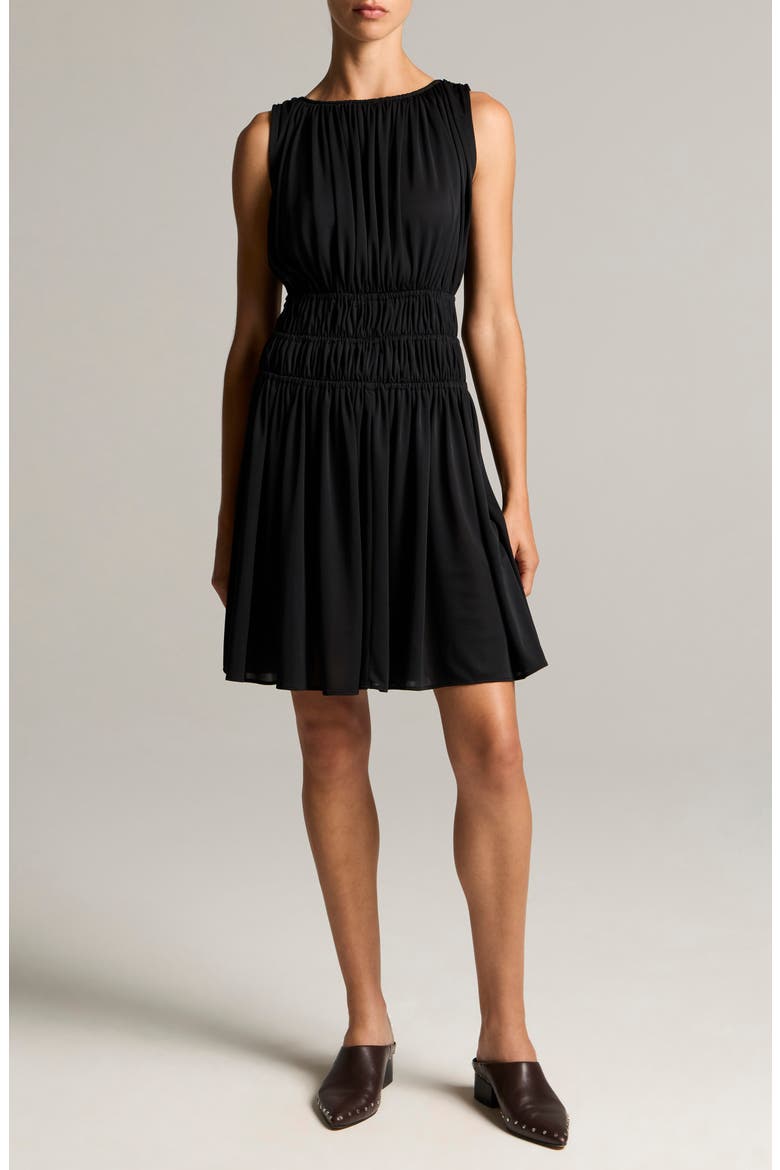 Smocked Waist Minidress, Main, color, BLACK