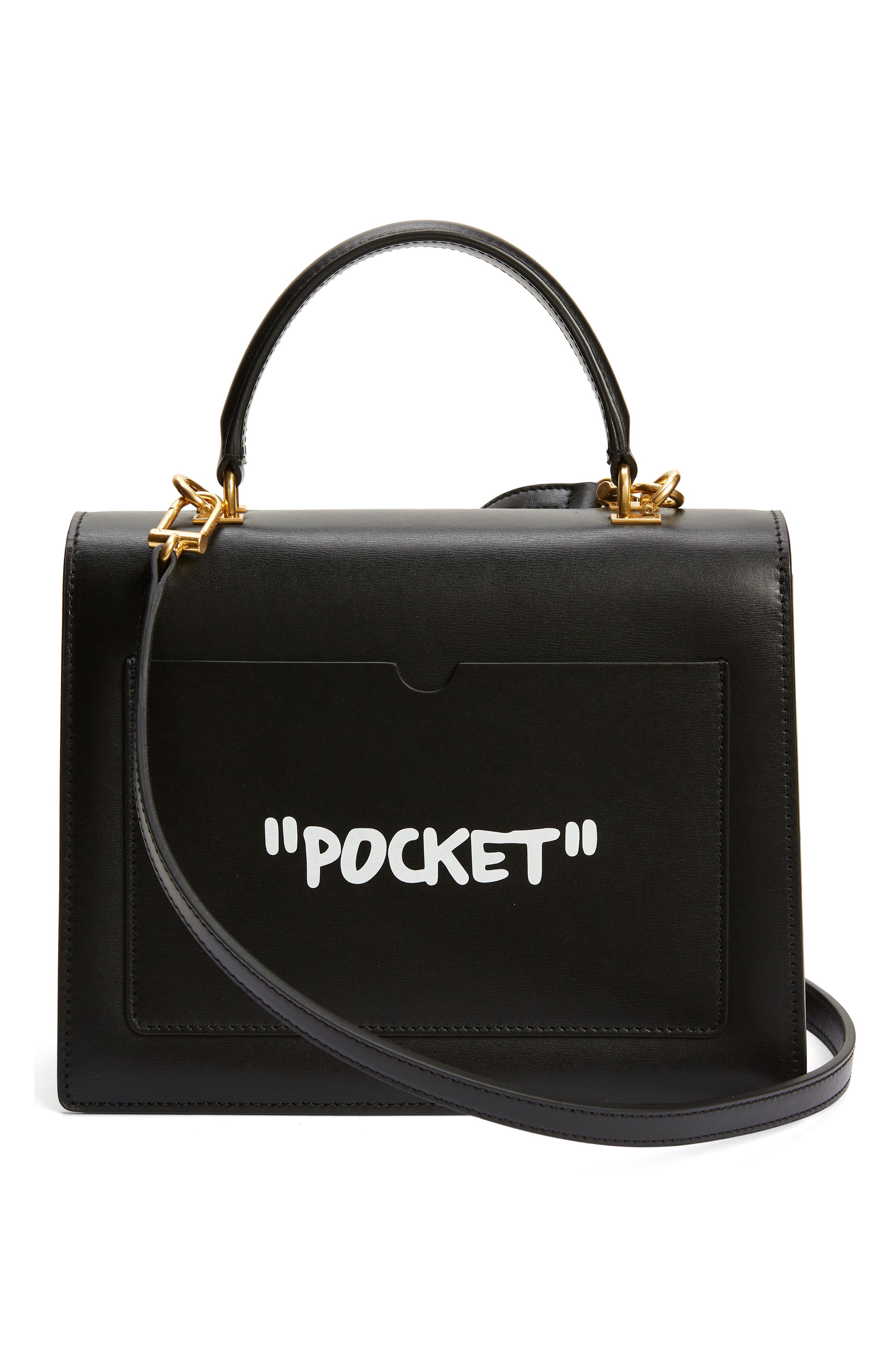 Off-White Jitney 2.8 Quote Leather Top Handle Bag, Alternate, color, 