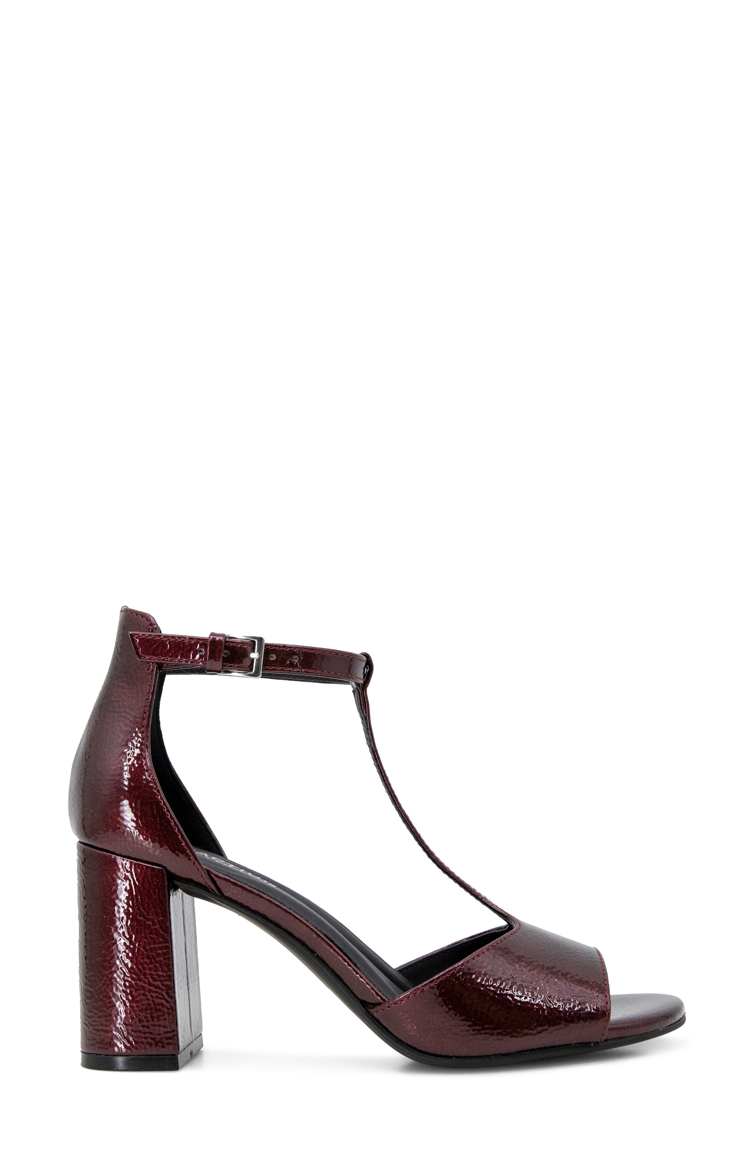 Levine T-Strap Block Heel Sandal, Alternate, color, RED METALLIC