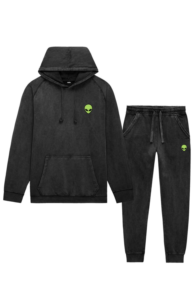 Dalix Alien Washed Sweatsuit, Main, color, Black