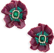 Tasha Crystal & Enamel Flower Statement Earrings