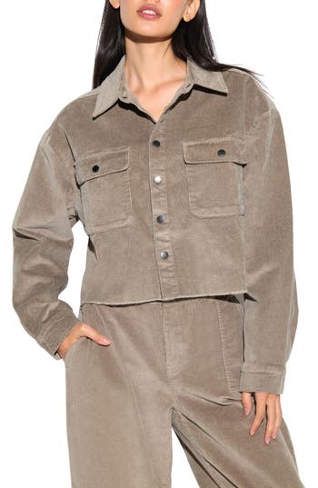 Spiritual Gangster Everly Crop Corduroy Shirt Jacket In Brown