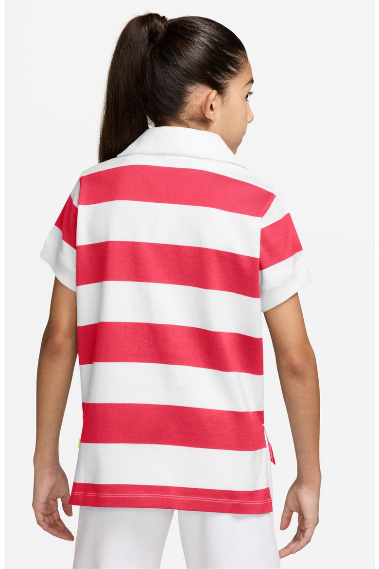 Kids' Striped Polo, Alternate, color, 606 FUSION RED/WHITE/VOLT
